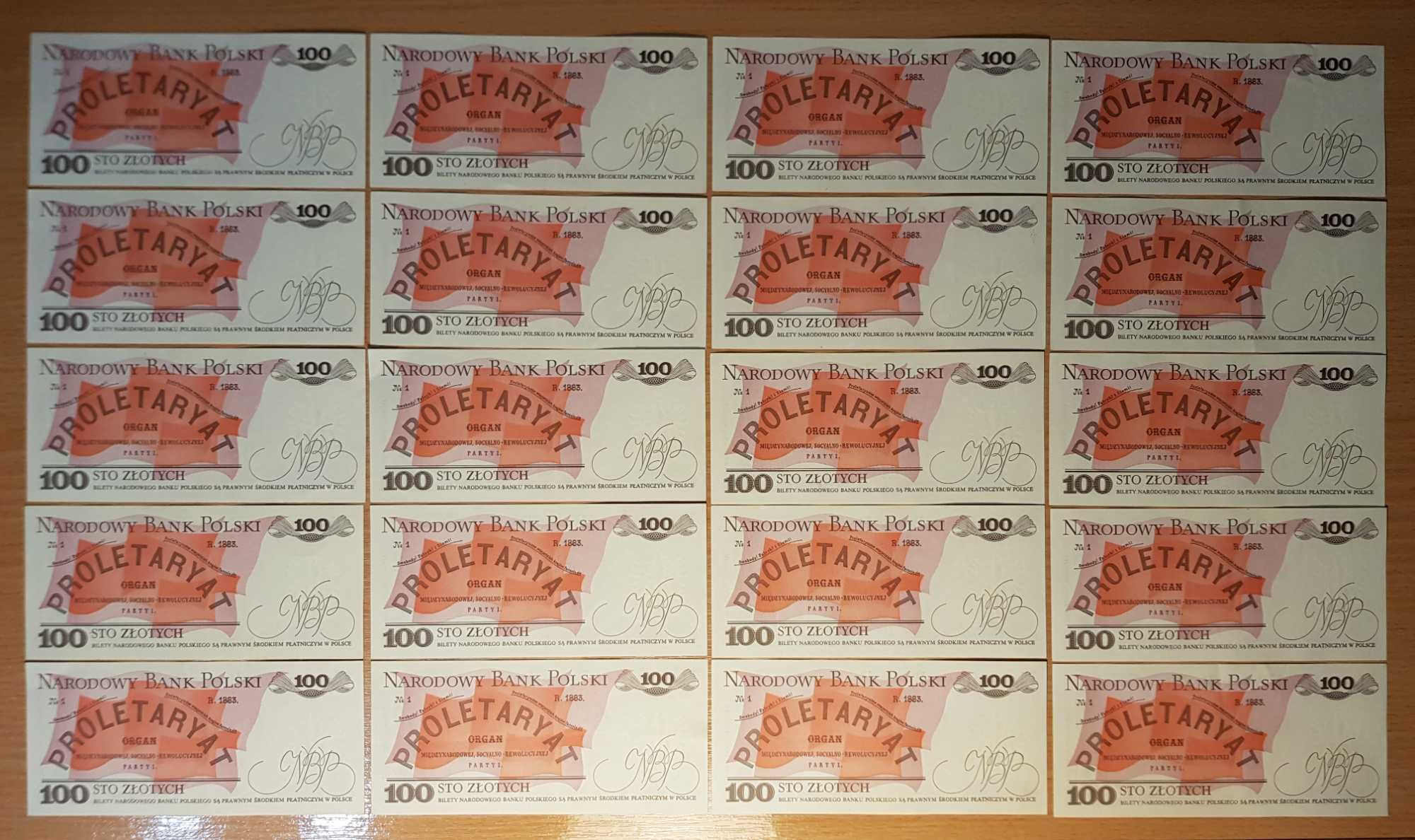 PRL zestaw 20 banknotów 100 zł 1988r