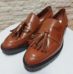 ?Buty,mokasyny,oxfordki,loafersy skórzane 36/37 karmelowe, platforma