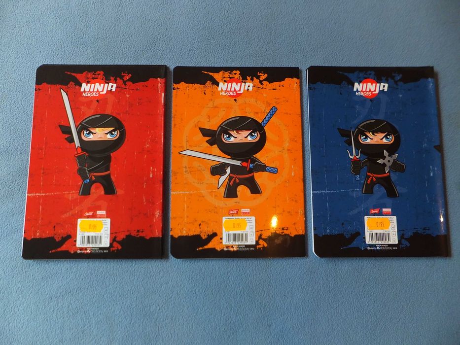 Zestaw sześciu zeszytów NINJA HEROES A5/16K miękka okładka kratka