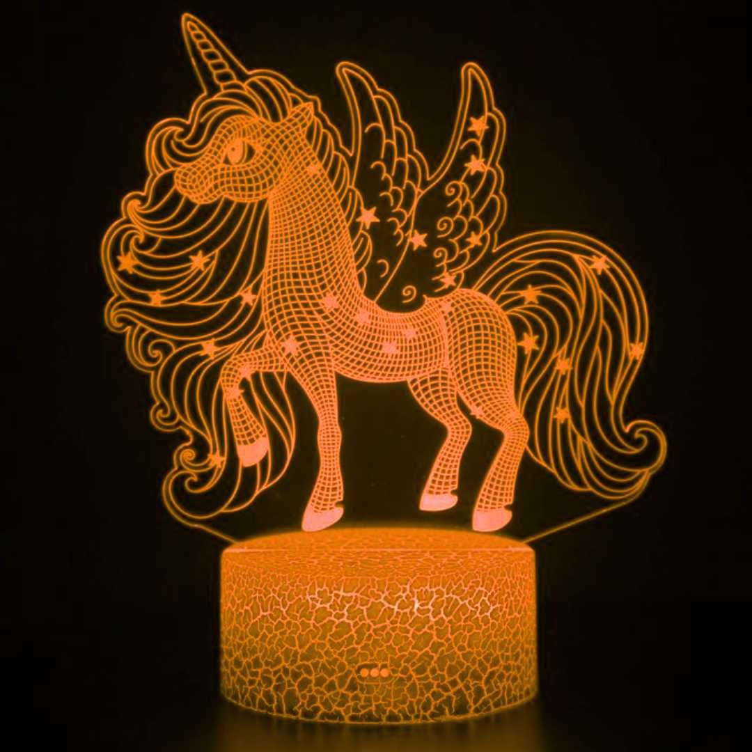 Lampka Nocna Biurkowa Dla Dzieci Unicorn Jednorożec Koń LED + Pilot