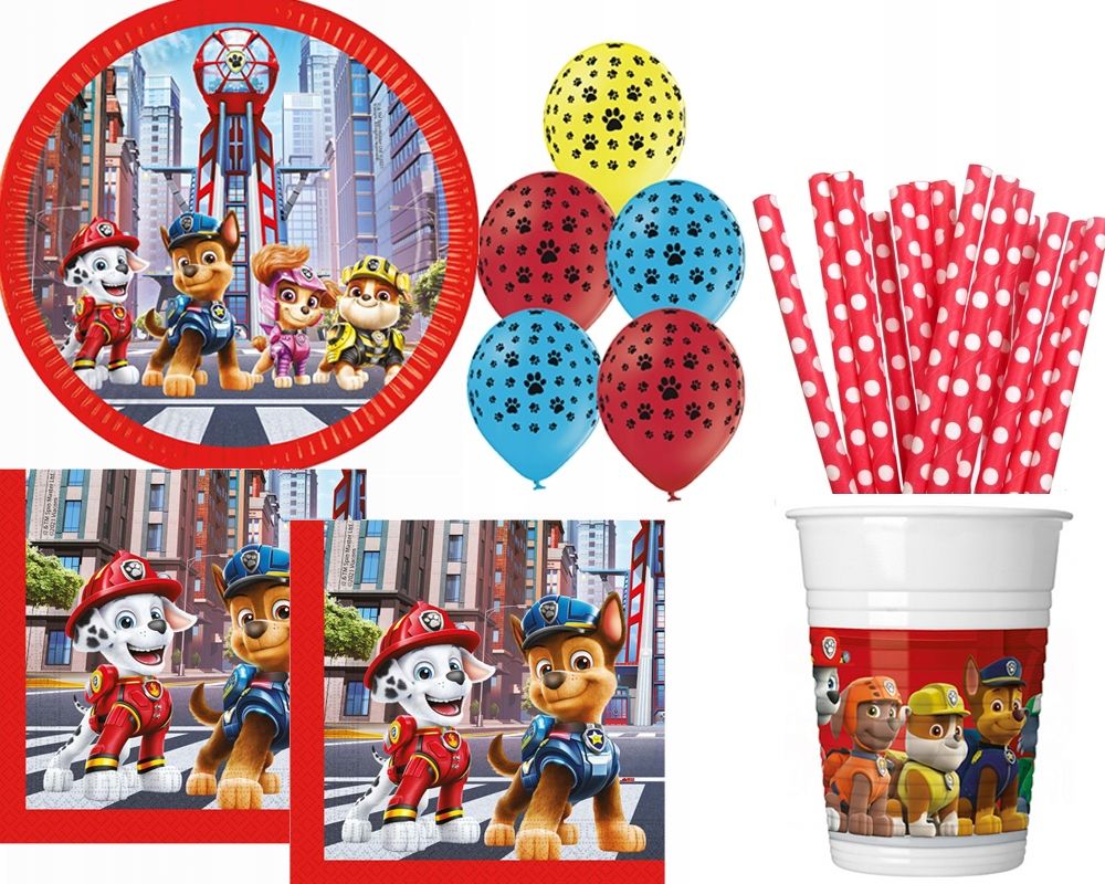 zestaw talerzyki kubeczki paw psi patrol urodziny