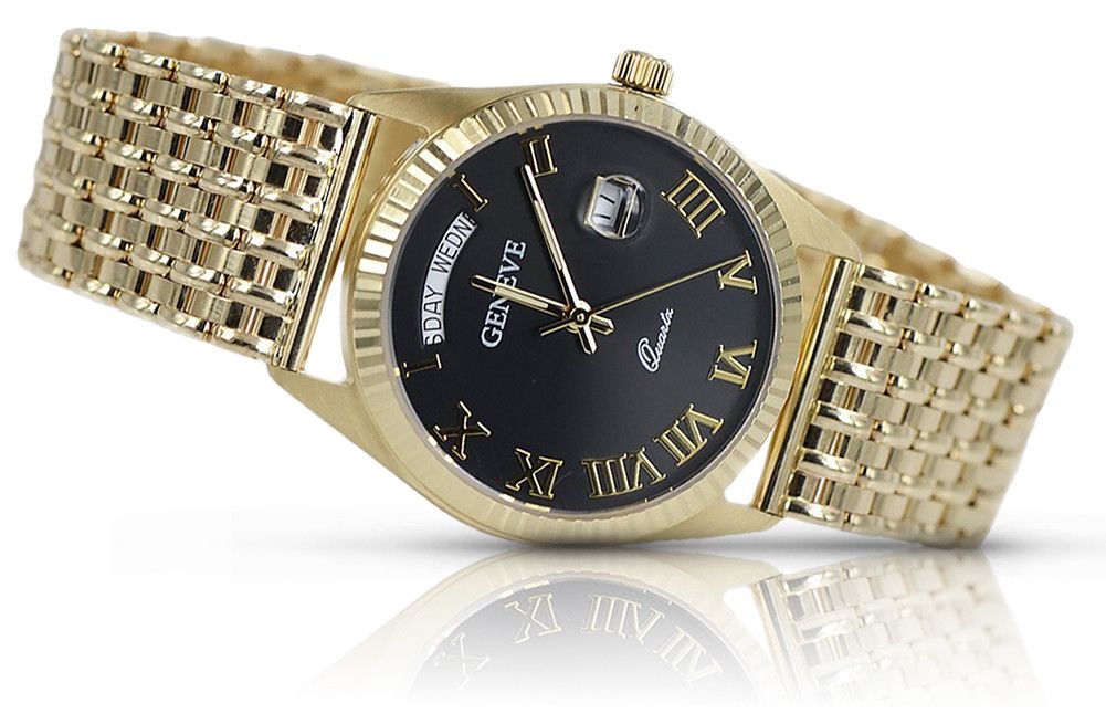 Złoty zegarek z bransoletą męski 14k 585 Geneve mw013ydbc&mbw013y Wr