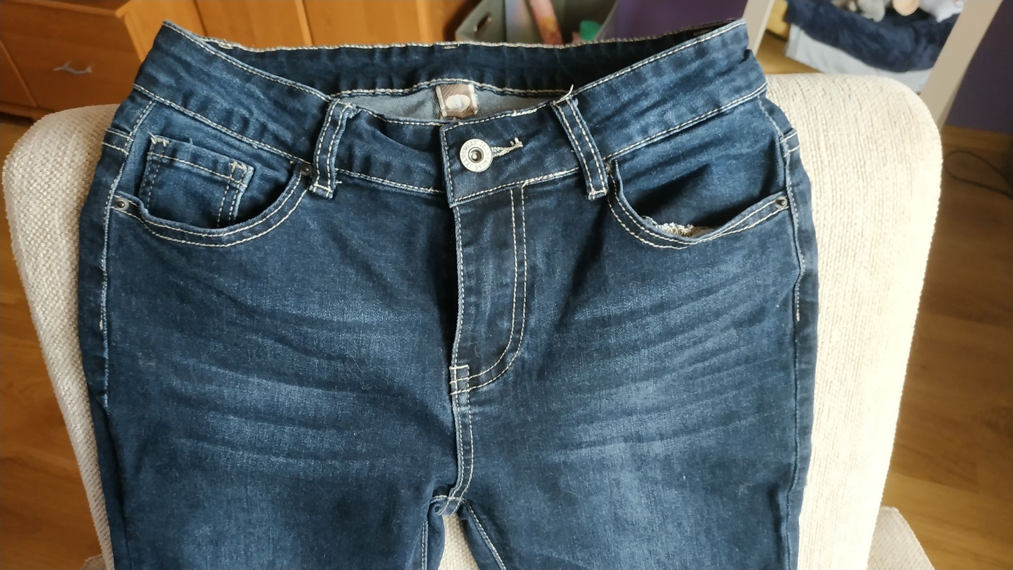 Spodnie jeans S  granatowe