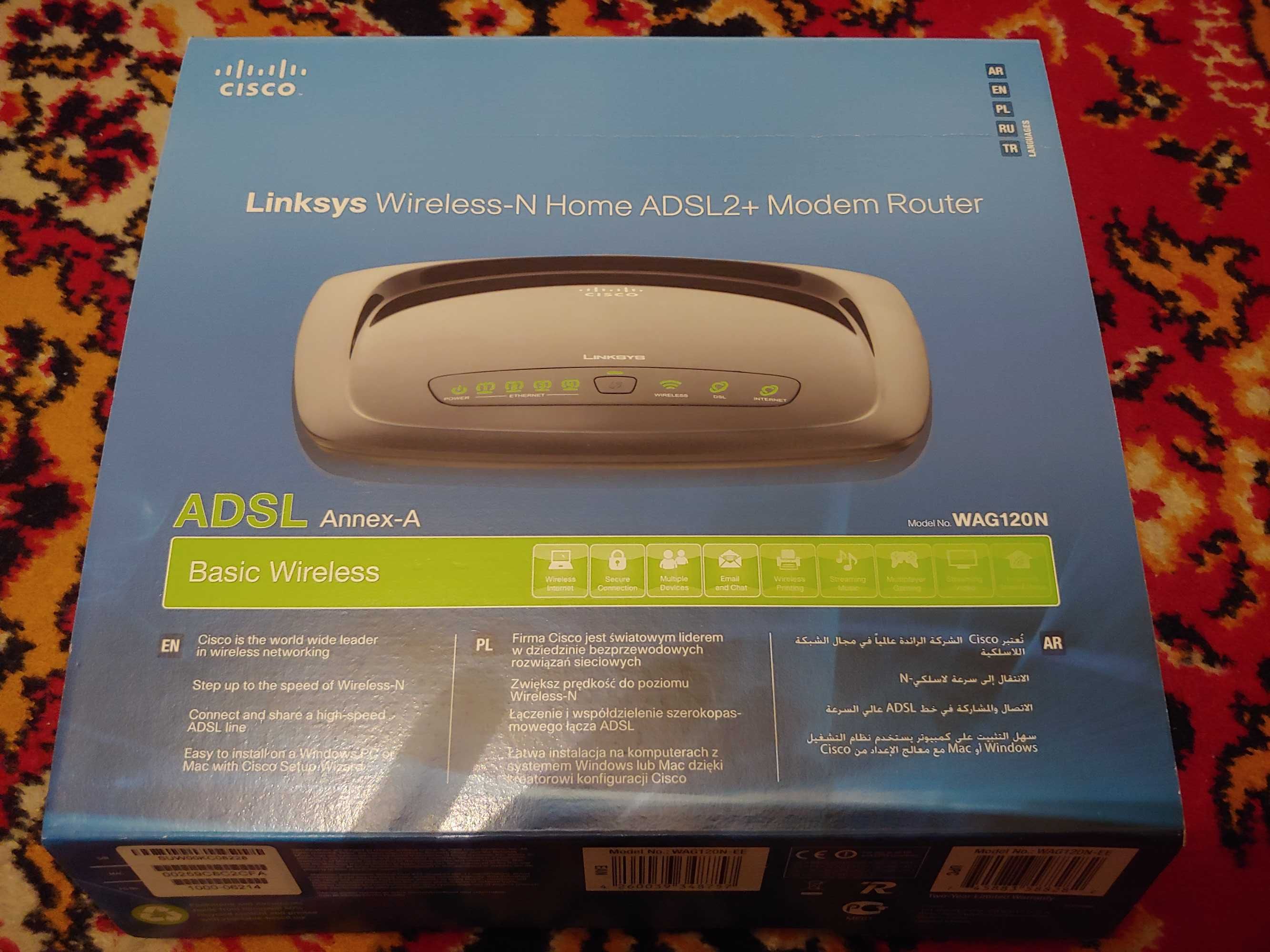 Linksys Modem Router WAG120N Wireless-N Home ADSL2+ Annex A