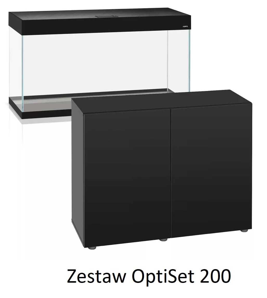 AQUAEL Zestaw Akwariowy OPTISET czarny/biały 200L + szafka