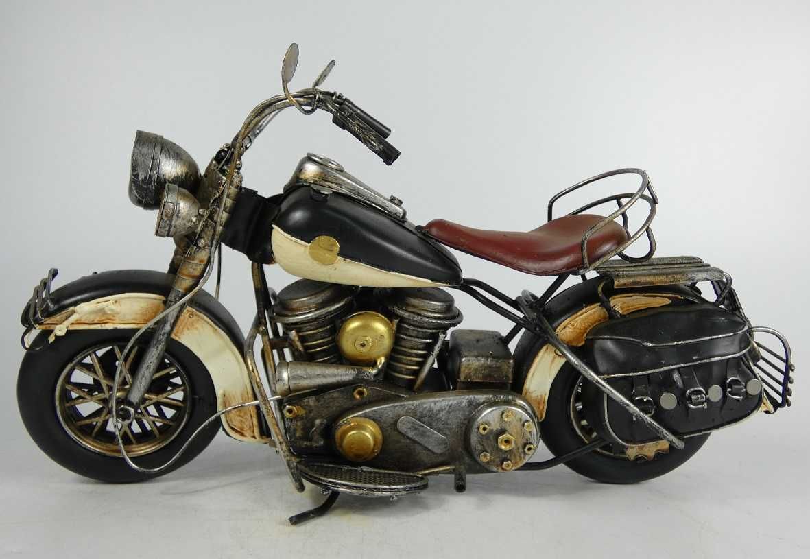 Metalowy czarny MOTOR retro pojazd 34 cm motocykl
