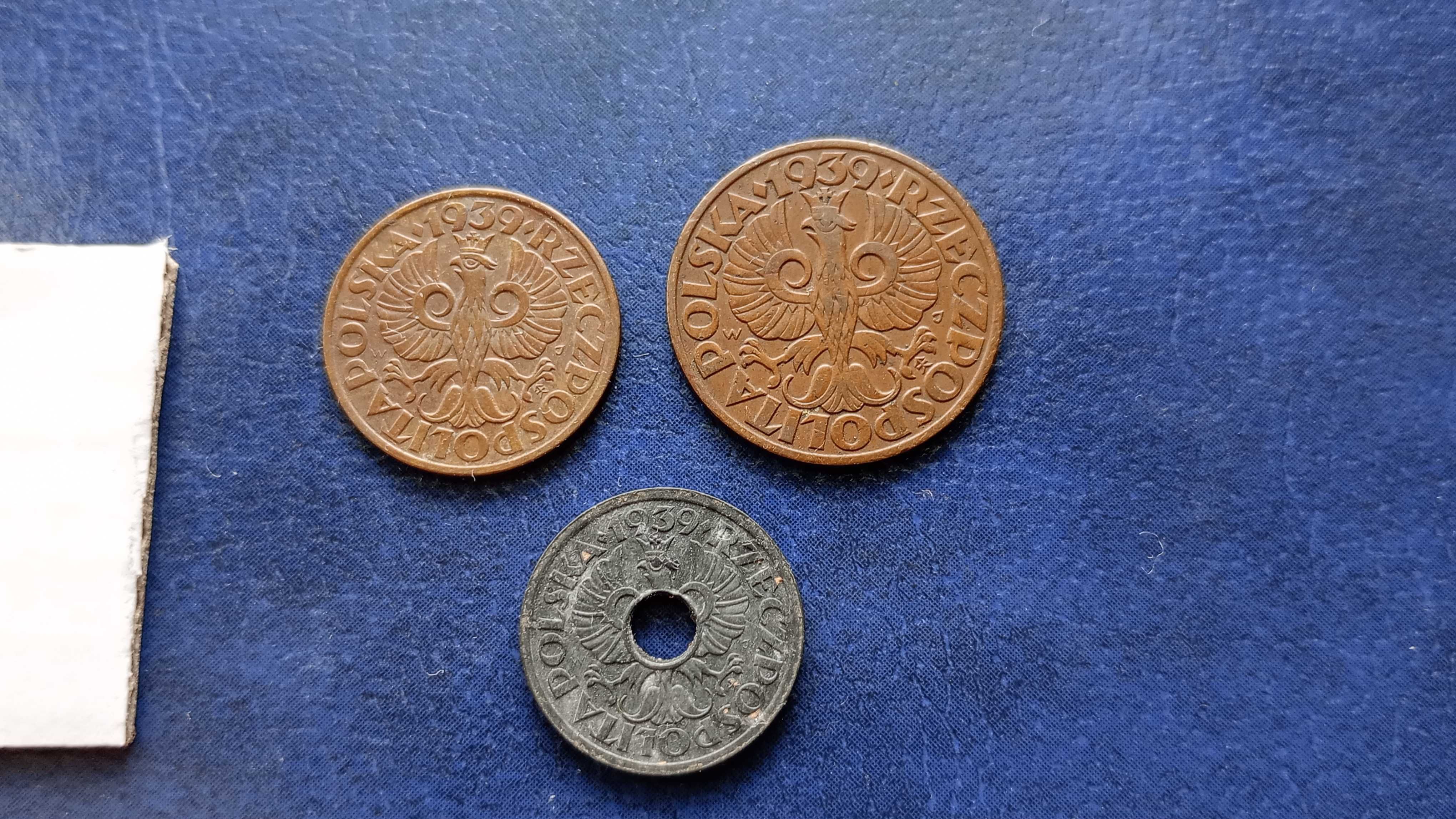 Stare monety 2 gr i 5 groszy 1939 Brąz i Cynk zestaw 2RP