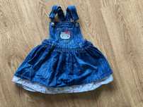 Sukienka 92 Hello Kitty jeans szelki 1,5 - 2 lata H&M kotek