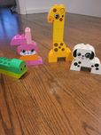 Klocki duplo królik, pies, zyrafa, gasienica