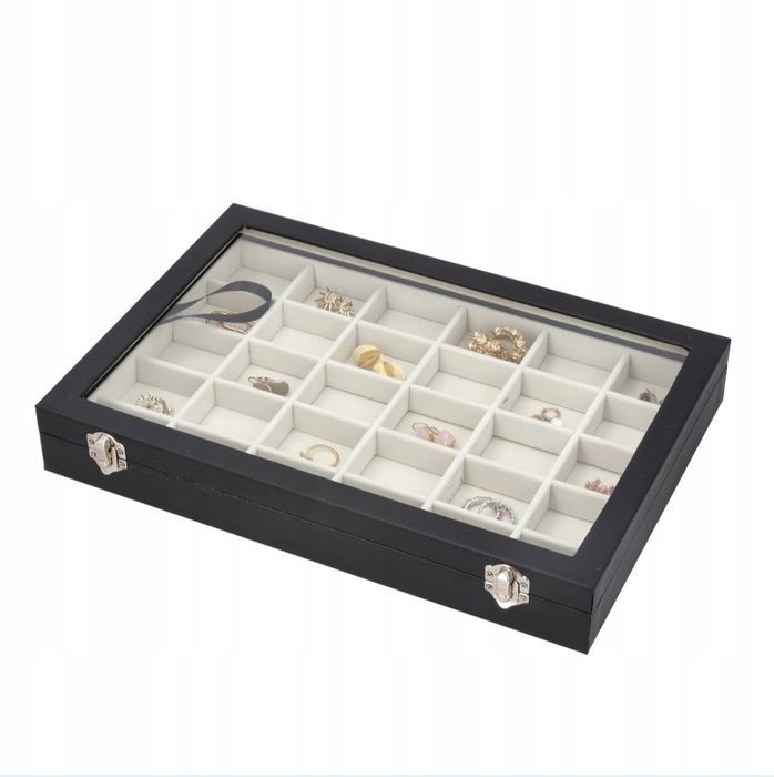 Nowa czarna szkatułka organizer na biżuterię bransoletki