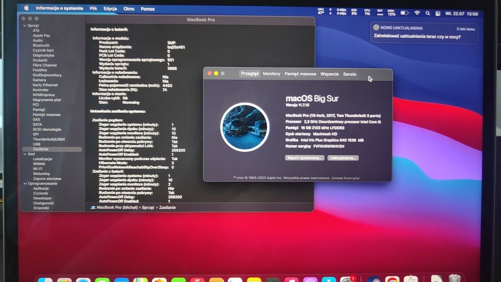 Macbook Pro 13 2017r. 16gb/256gb Intel Core i5, NOWA BATERIA