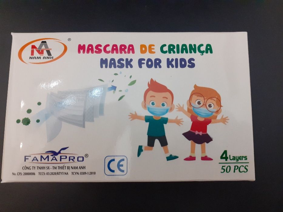 Máscaras cirúrgicas descartáveis para Criança - PORTES GRATIS