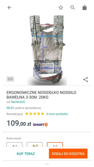 Nosidełko  ergonomiczne