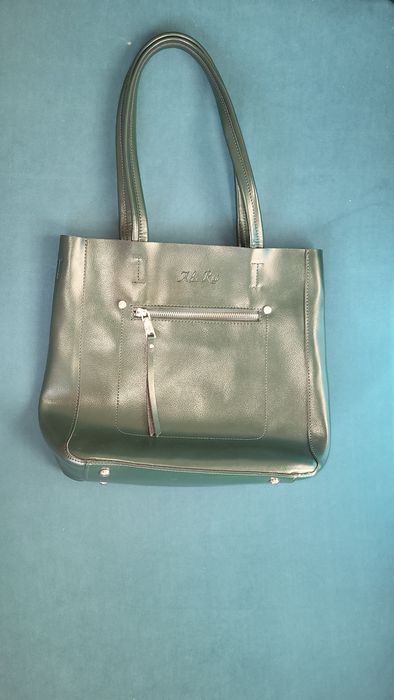 Жіноча шкіряна сумка Alex Rai велика зелена тоут