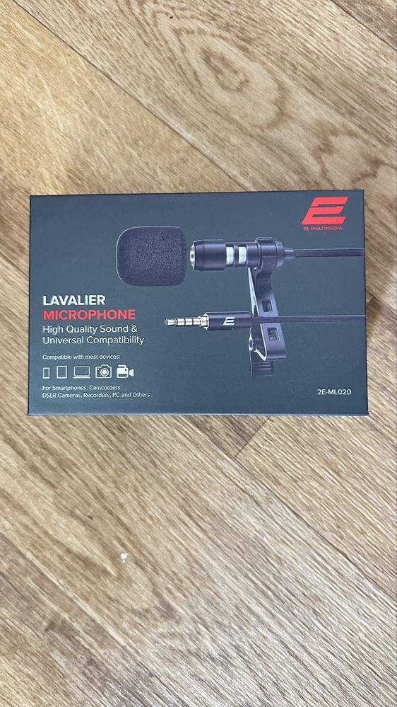 Новий запакований мікрофон Lavalier 2E ML020 BLACK 3.5MM