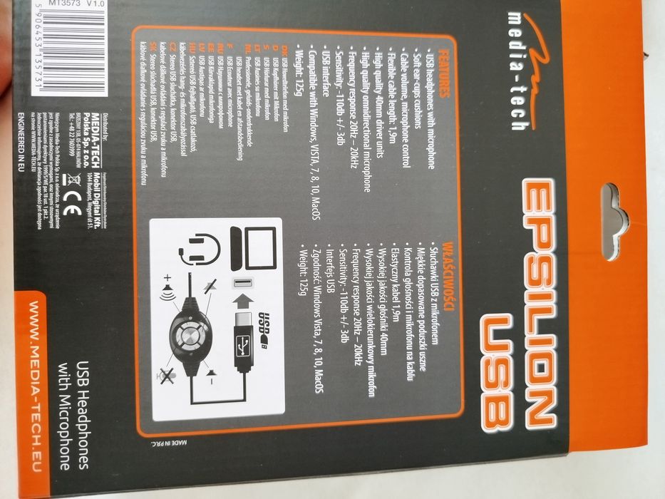 Słuchawki USB z mikrofonem media -tech epsilon