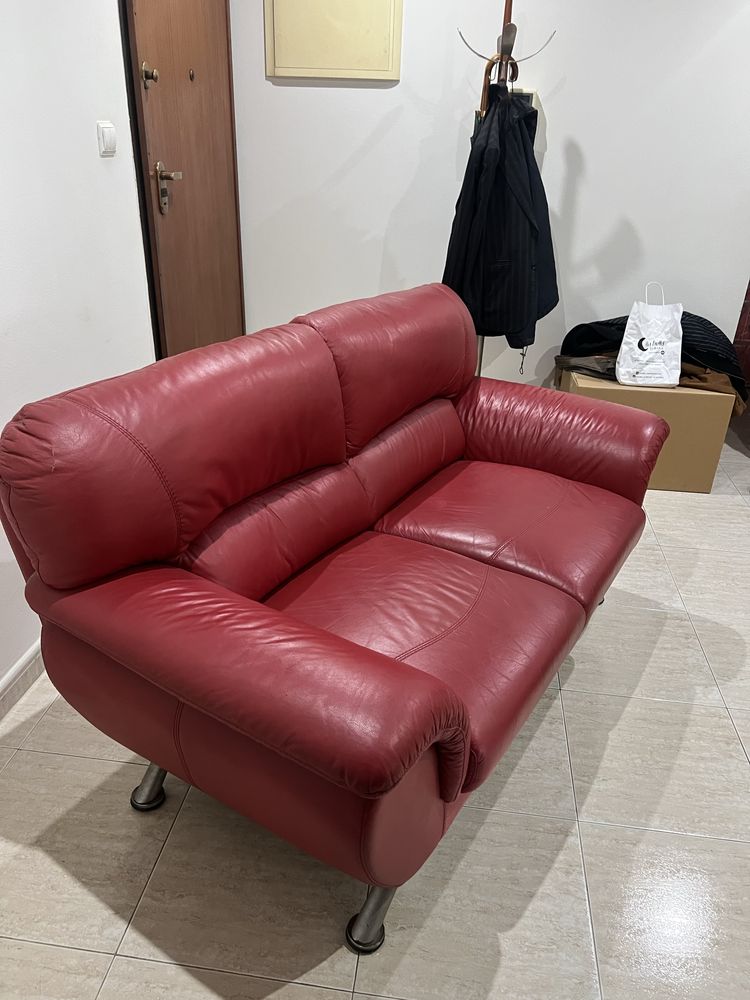 Sofa Pele Vermelho