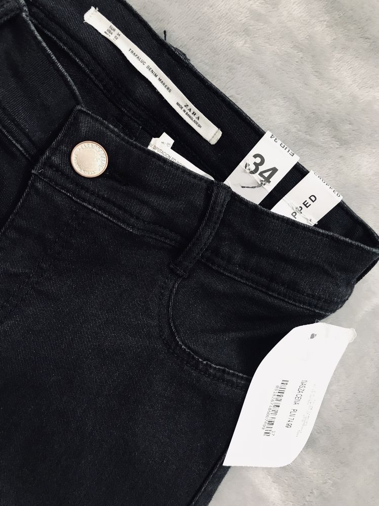 Zara spodnie jeansy 34 Nowe Czarne S Metki