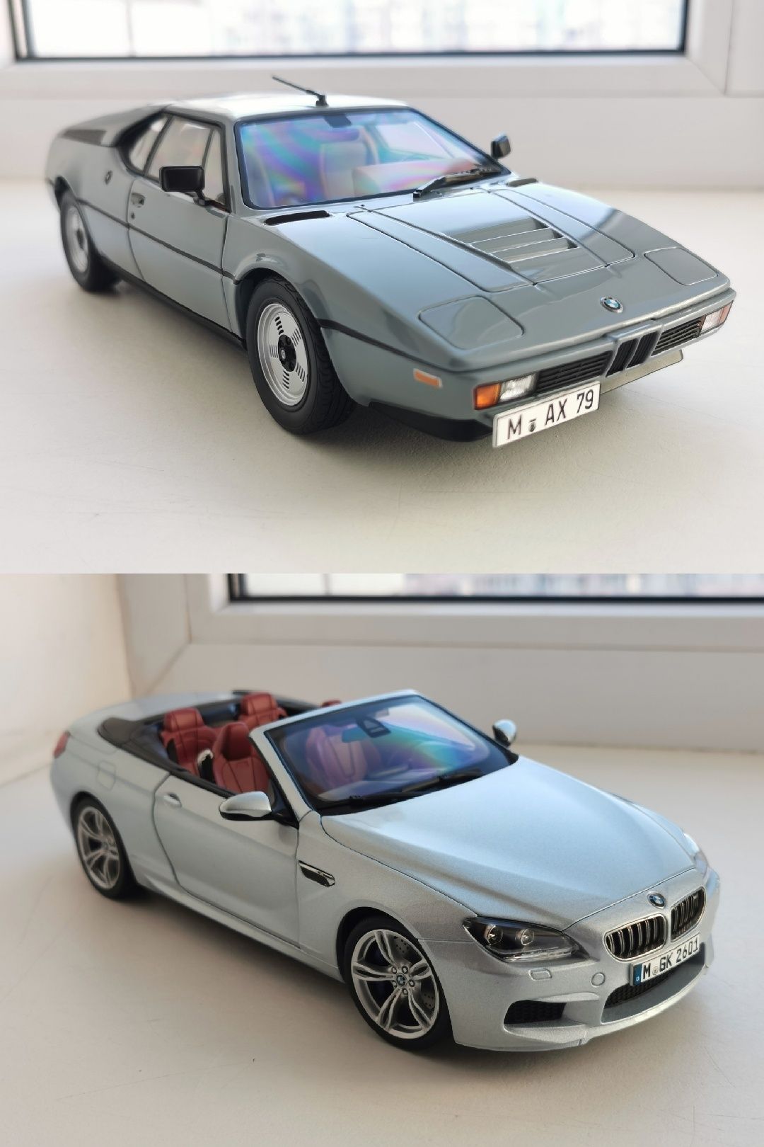 Модель 1:18 Norev BMW M1 Light grey/Paragon BMW M6 Cabrio Silverstone