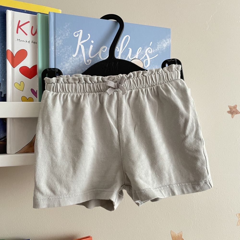 H&M krótkie spodenki szorty szare kokardka organiczna bawełna 80