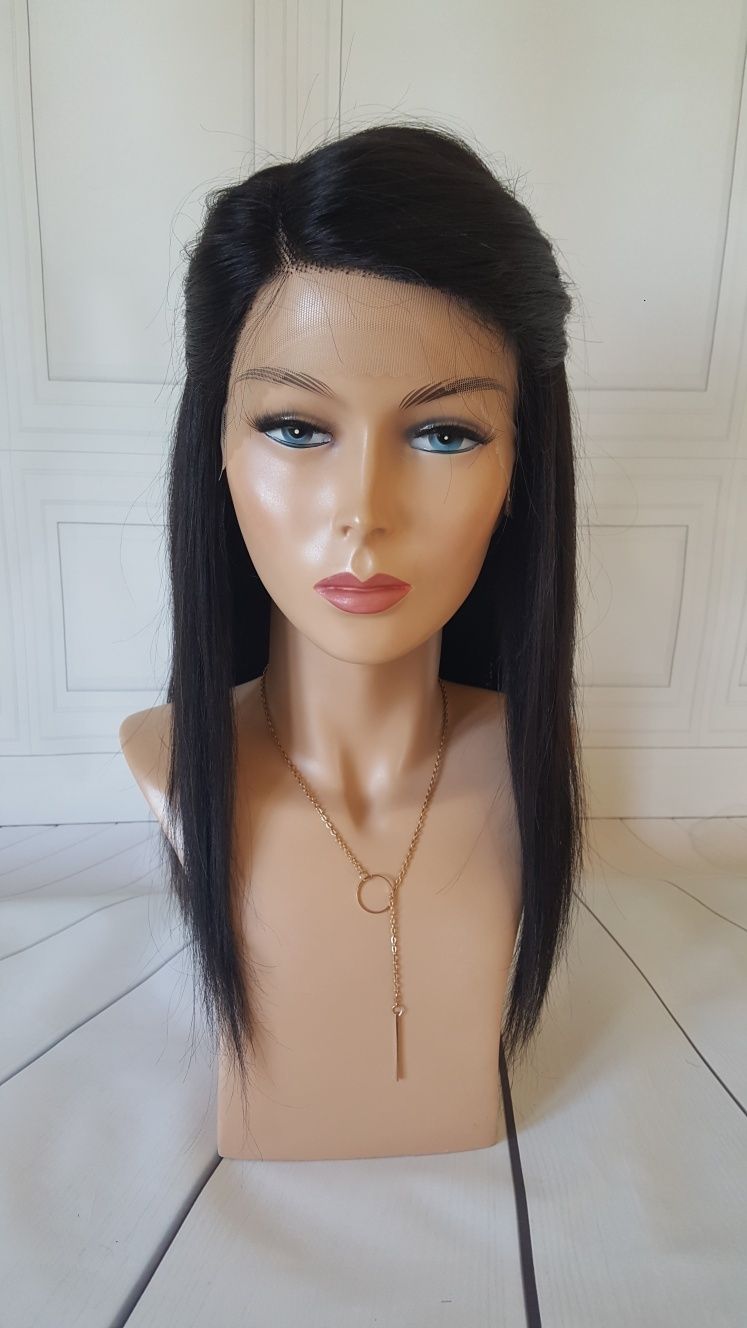 Peruka naturalna Agnieszka czarna włosy naturalne w 100% lace front