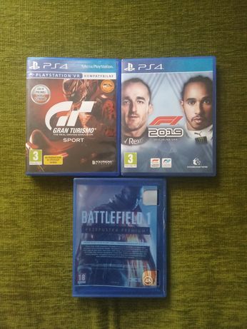 Gry PS4 Gran Turismo Sport, Battlefield 1, F1 2019