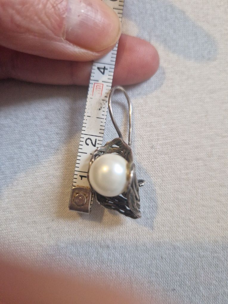 Srebrny komplet zawieszka plus kolczyki AWEG z perłą
