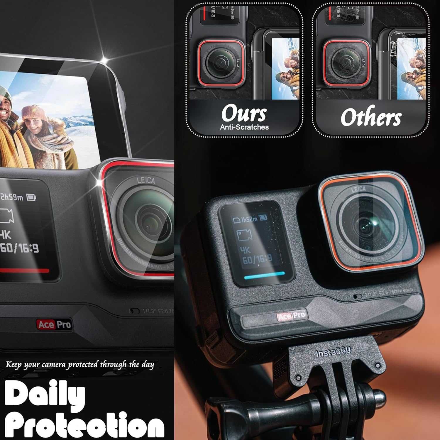 3 sztuki ochraniacze ekranu kompatybilne z Insta360 Ace Pro