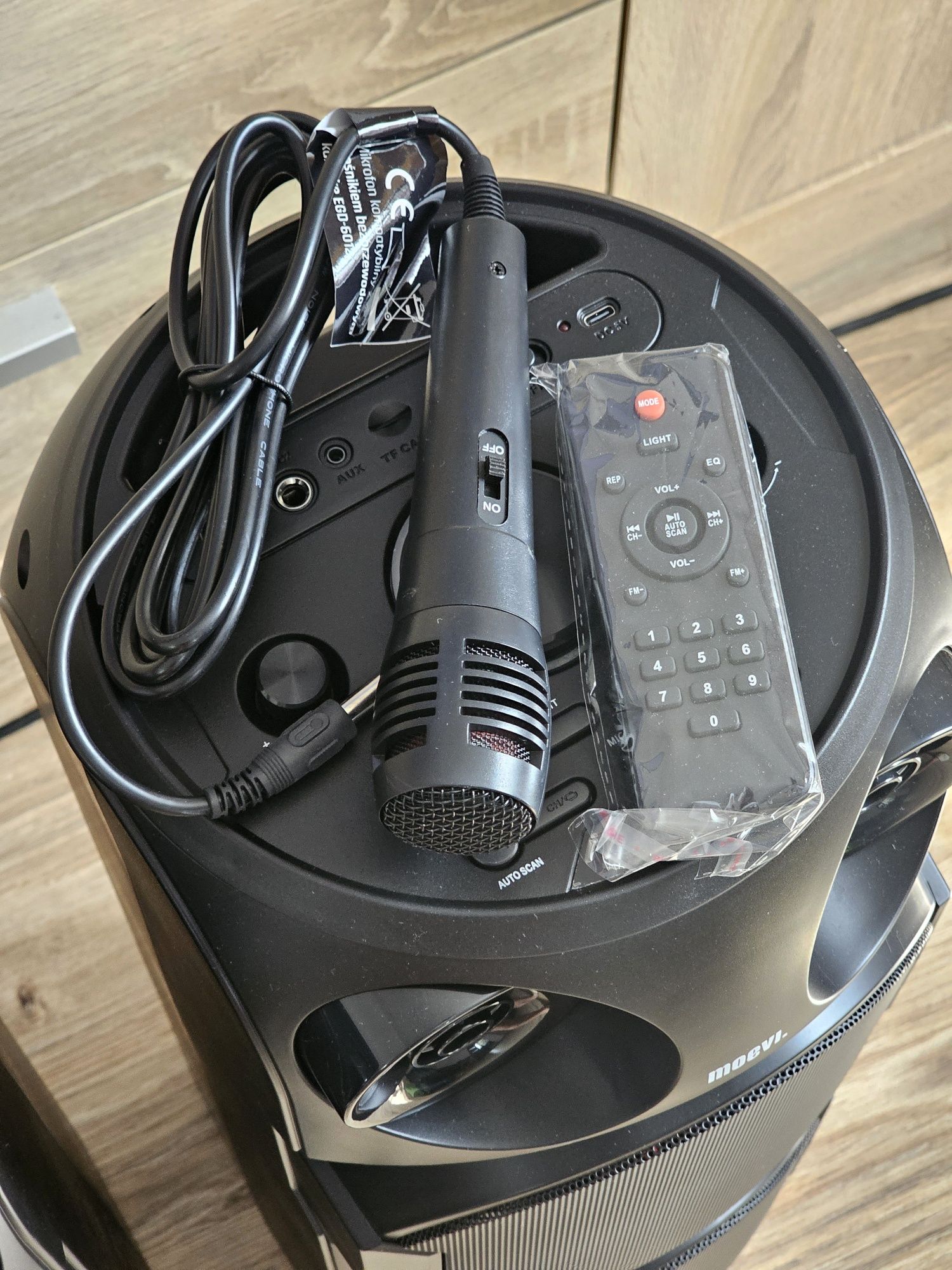 2x głośnik przenośny Bluetooth MOEVI 70W stereo mikrofon pilot
