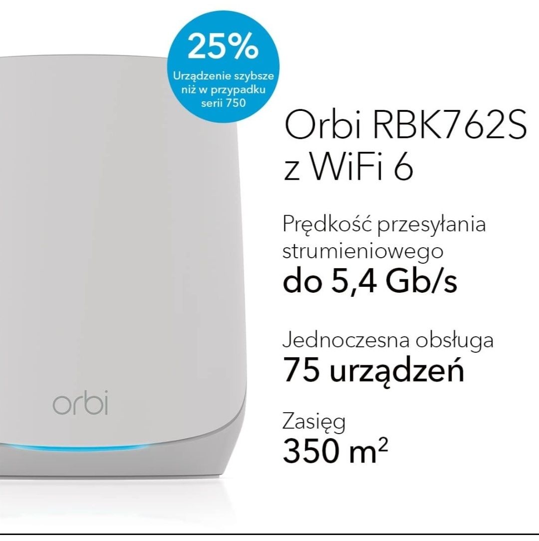NETGEAR System Orbi RBK762S WiFi 6 Mesh nowy okazja