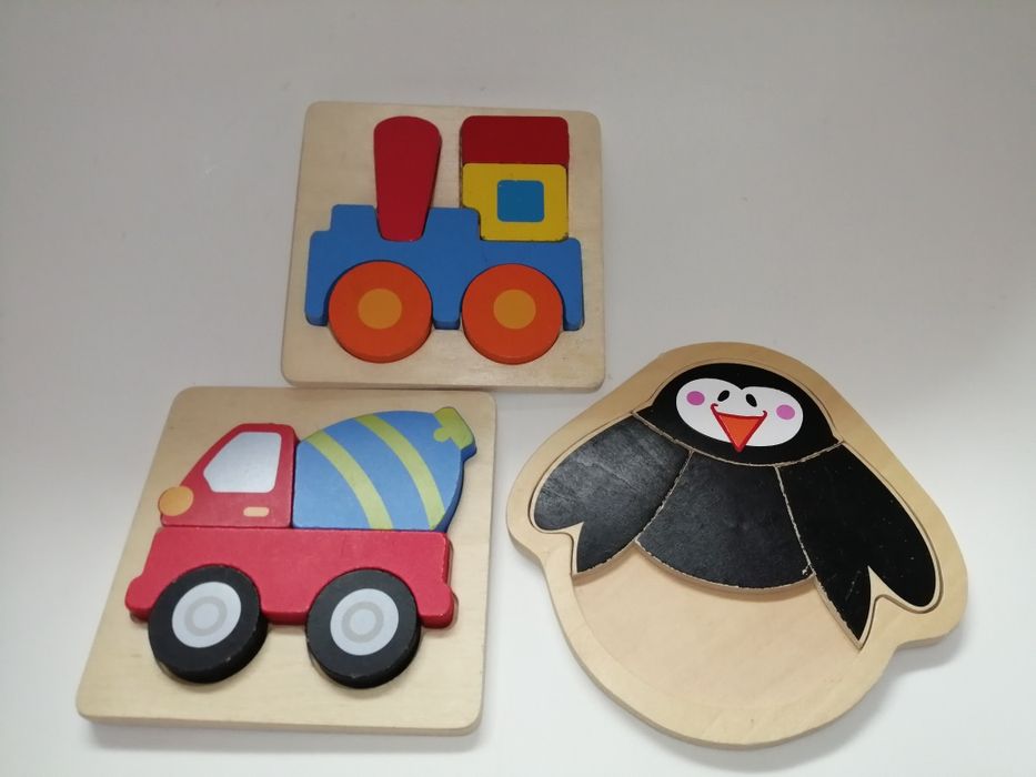 Vários jogos em madeira, didácticos, Puzzles, bom estado