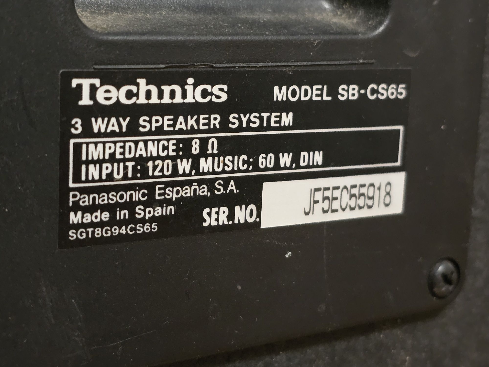 Technics SB CS 65 Kolumny 8ohm 60/120W Spain basowe brzmienie