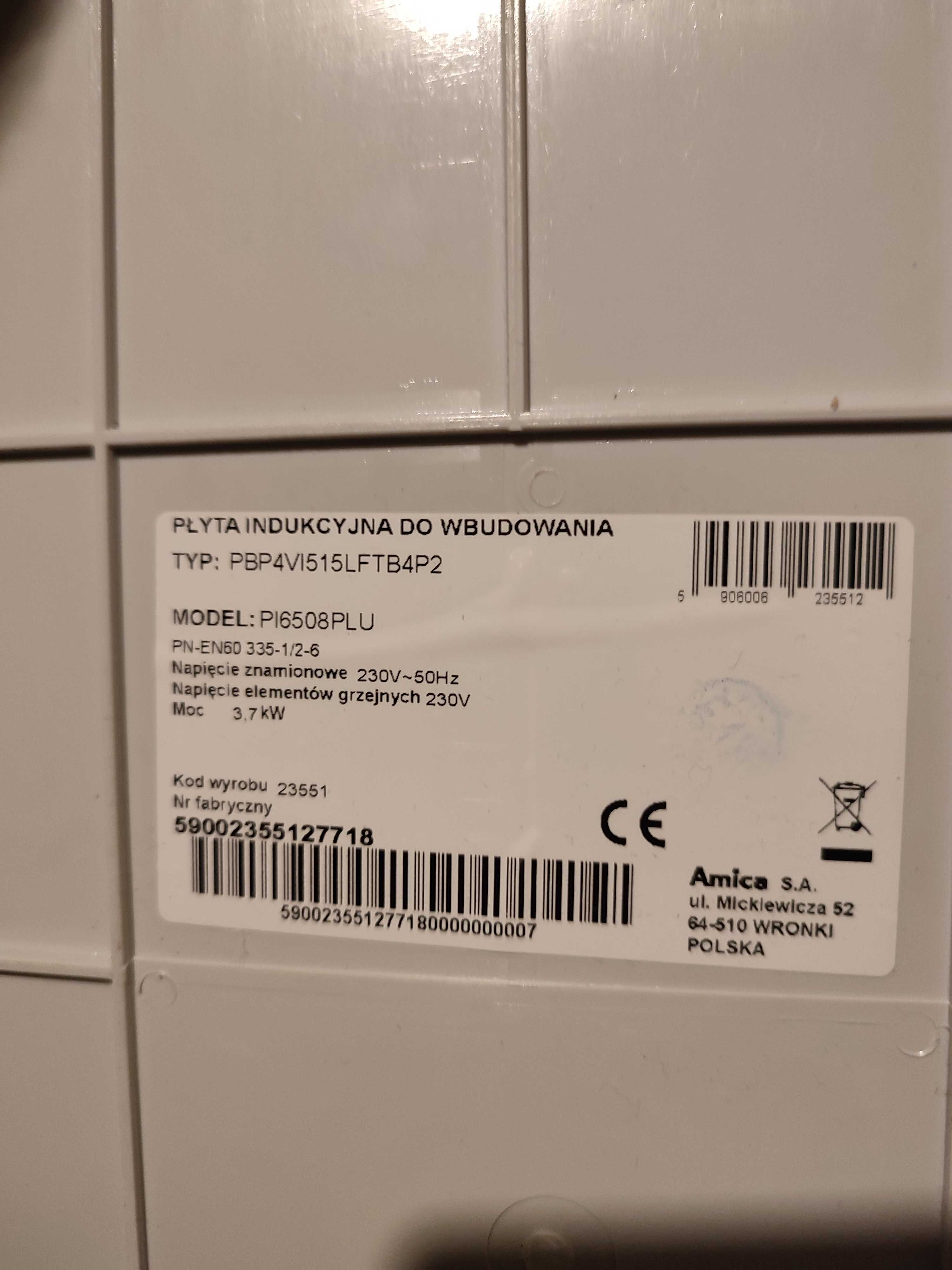 Indukcja Amica pi6508plu, uszkodzona
