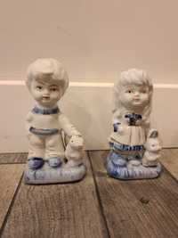 Porcelanowe figurki dziewczynka i chłopiec