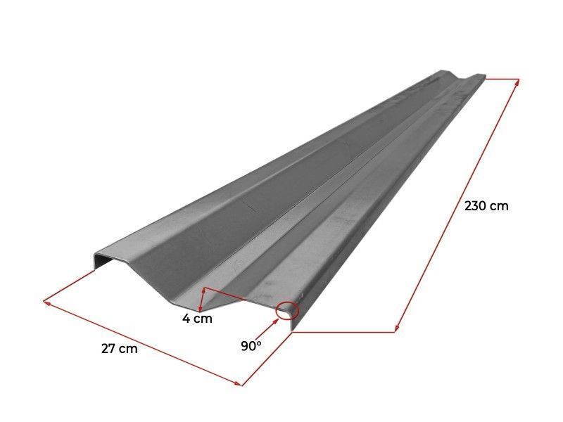 Blacha na burty 2mm duży trapez długość 230 cm wysokość 27 cm | MOCNA