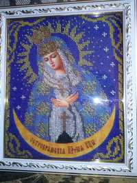 Вышивка чешским бисером - икона Остробрамской Богородицы