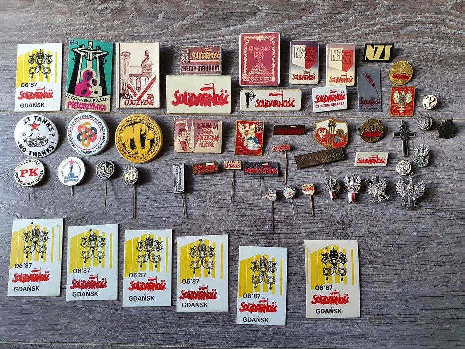 Kolekcja odznak znaczków Solidarność lata 80te Bydgoszcz Gdańsk Nzs