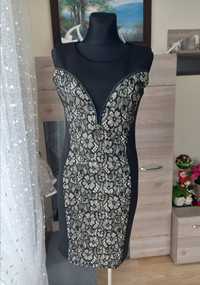 Elegancka sukienka z koronkowymi wstawkami Exclusive r. 40
