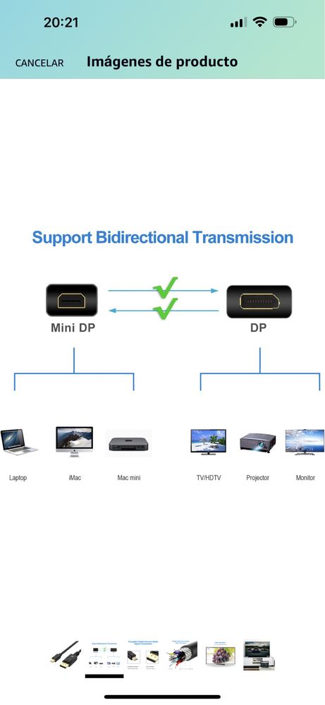 Mini DisplayPort para Display Port