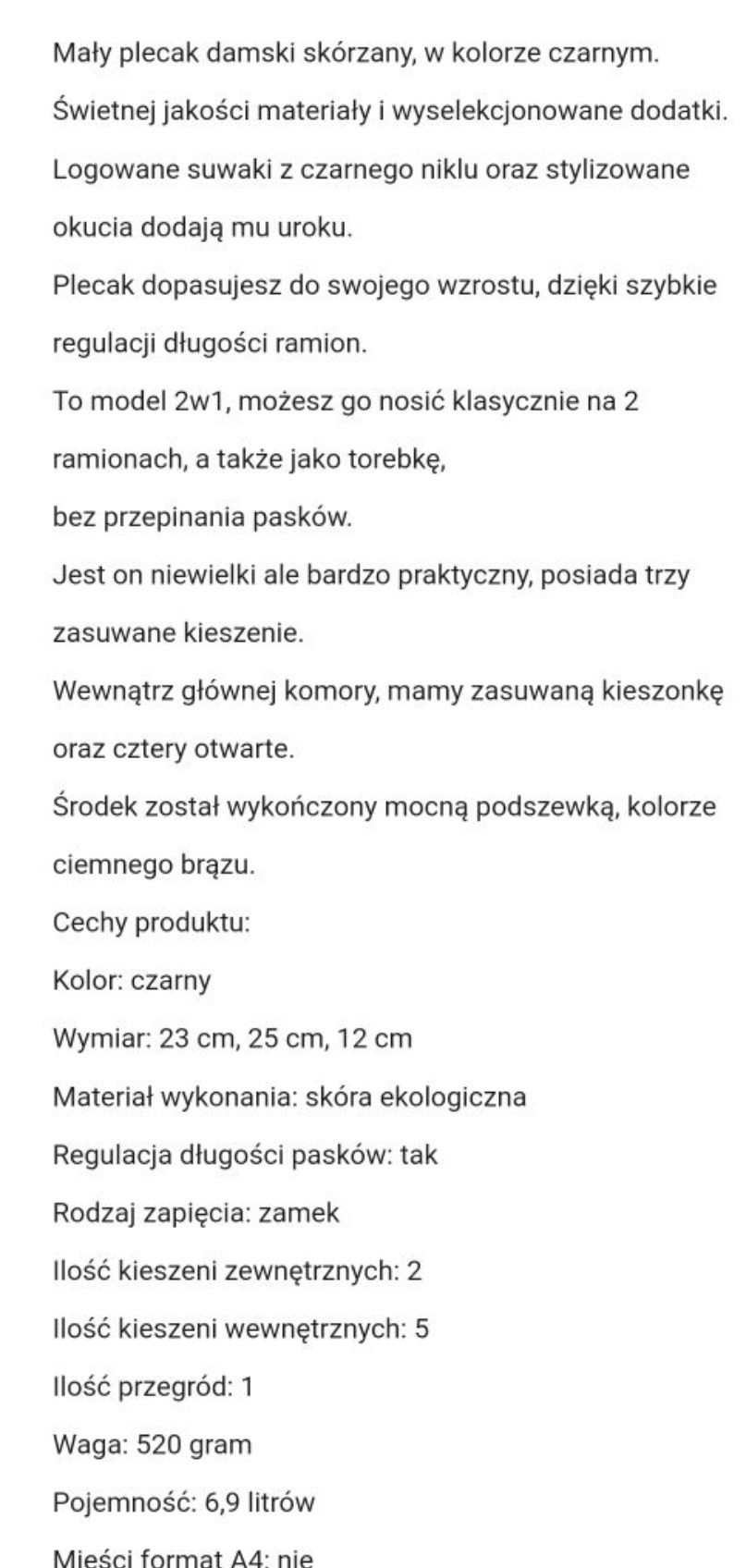 Nowy plecak torebka