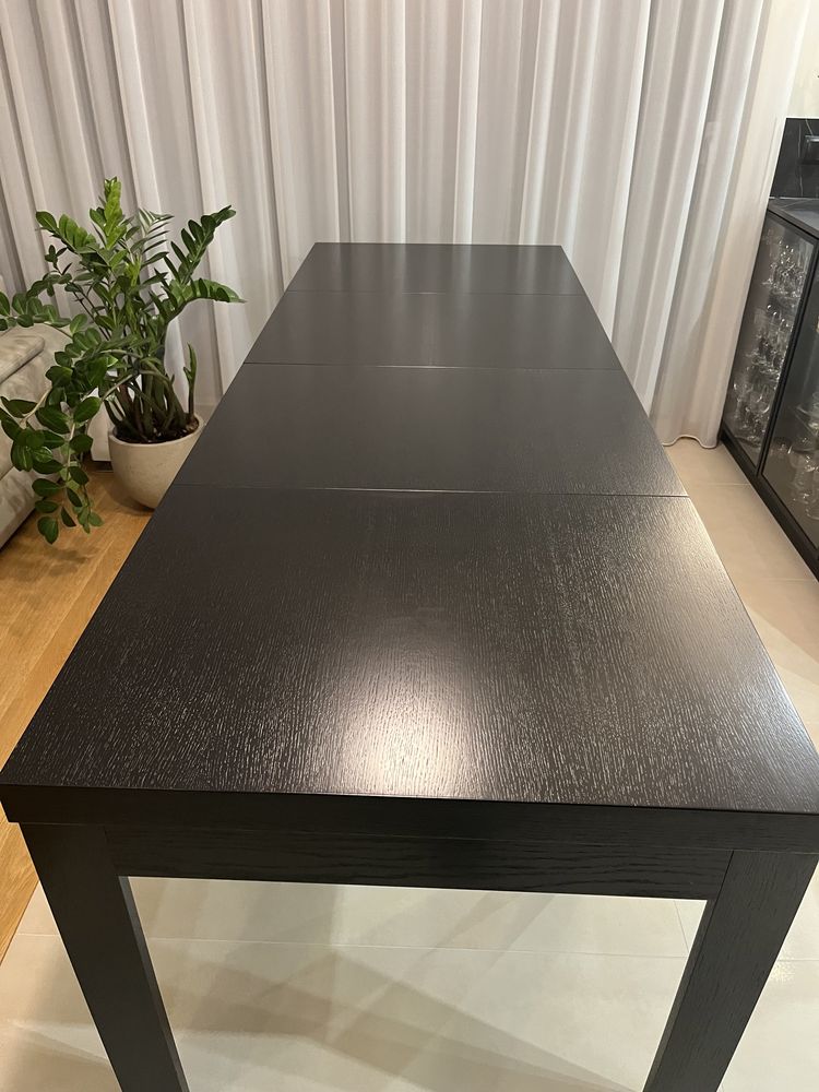 Czarny, klasyczny, prosty, prostokątny stół dębowy 120x80