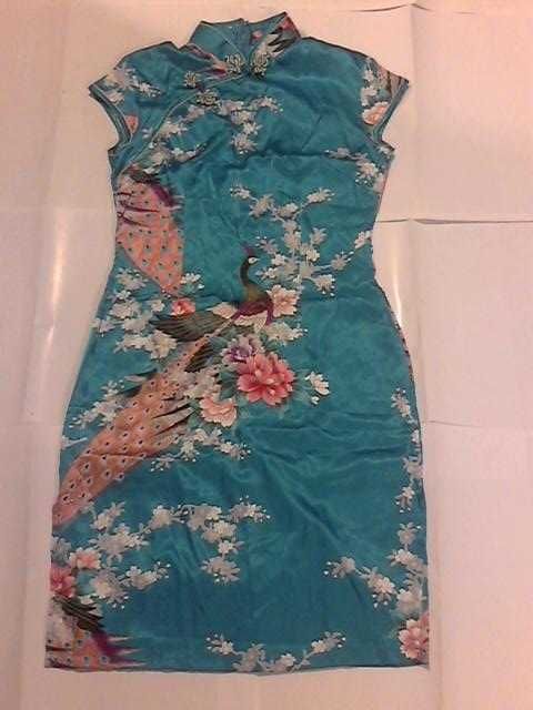 Платье шёлковое голубое в китайском стиле