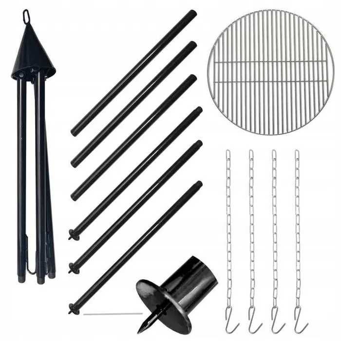 Grill ogrodowy trójnóg ruszt 60 cm wiszący 120cm duży ognisko