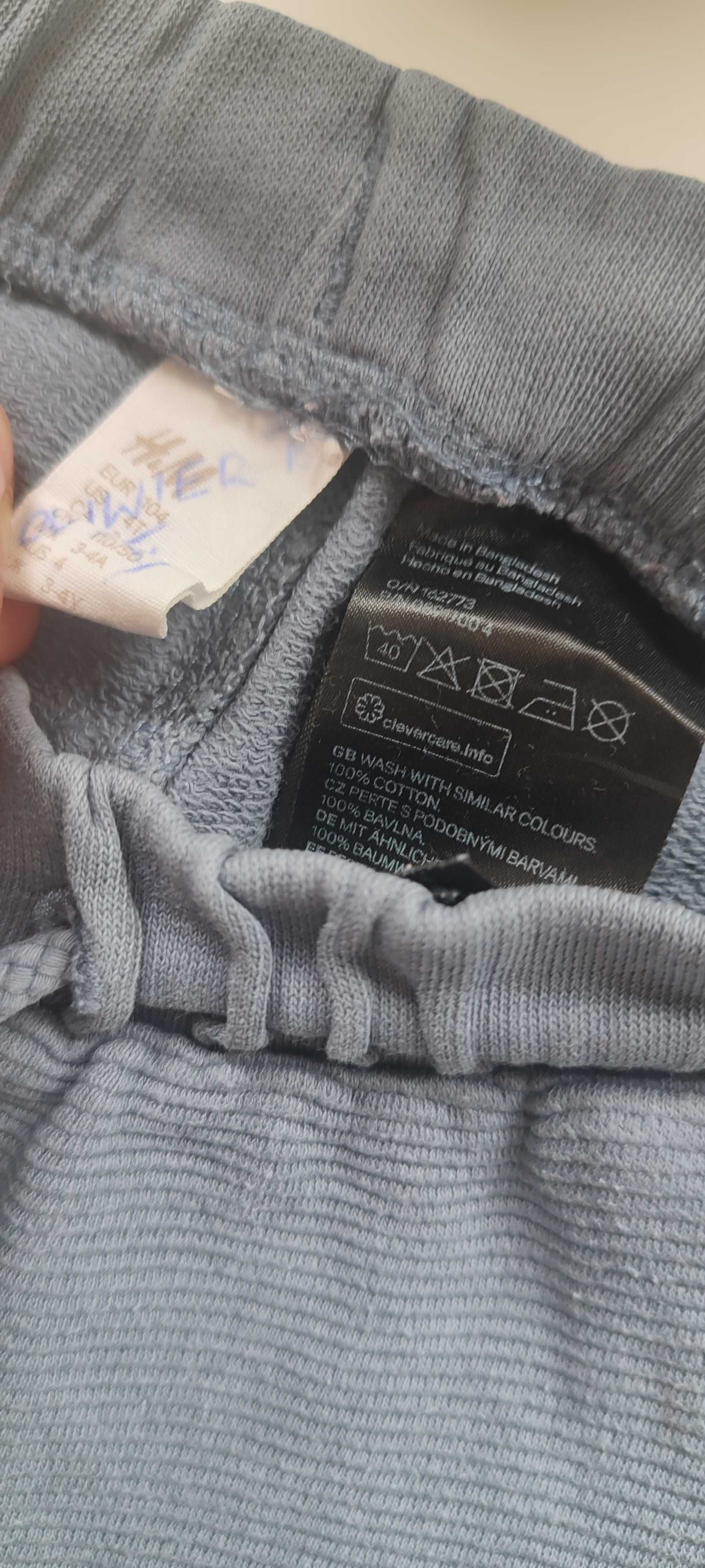 H&M r. 98-104 cm, na 3-4latka spodnie chłopięce niebieskie w prążek