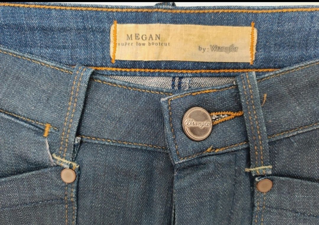 Spodnie jeans granat dzwony hit Megan super low bootcut Wrangler 29/32
