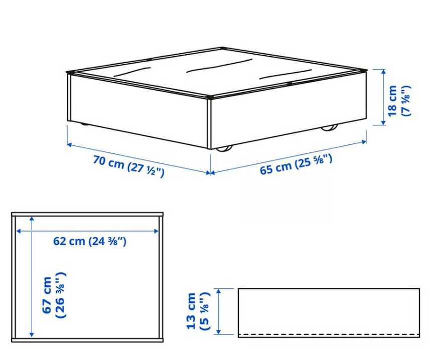 IKEA VARDO biały pojemnik skrzynia na pościel pod łóżko 65x70 kółka