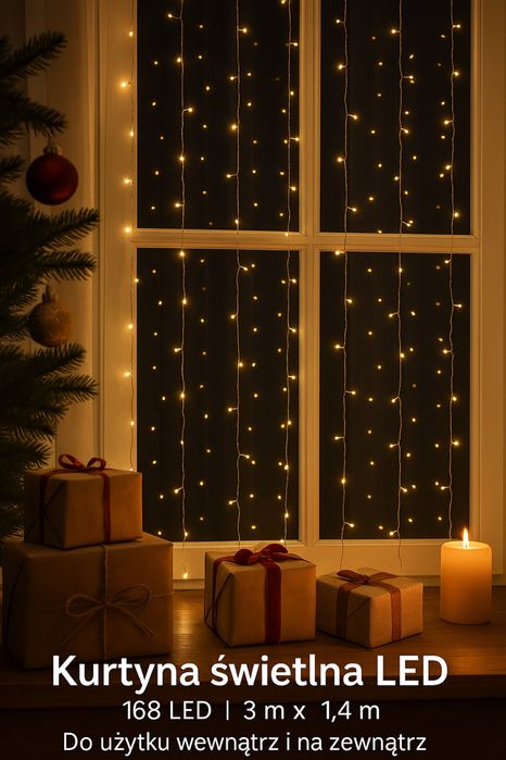 Kurtyna Lampki zewnetrzne wewnetrzne oswietlenie na okno 168LED