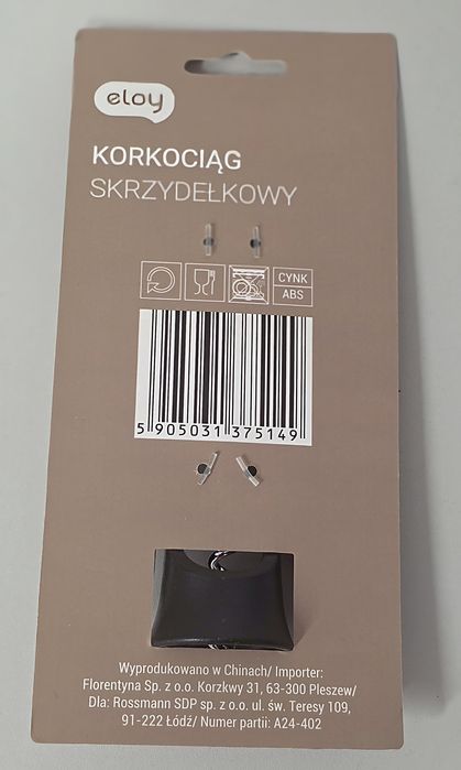 Korkociąg skrzydełkowy NOWY + gratis