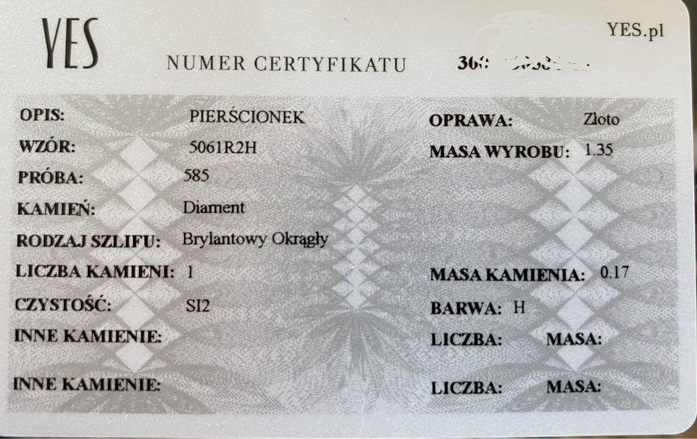 Pierścionek zaręczynowy YES różowe złoto 585 z okrągłym diamentem r 14