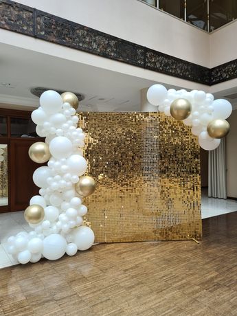 Ścianka cekinowa balonowa balony chrzest wesele komunia panieński